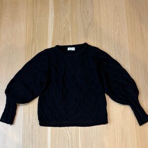 Allison Black Crew Neck Sweater with Puff Sleeves size small